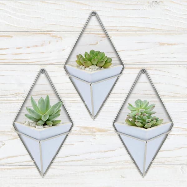Arcadia Garden Products - Diamond 4 in. x 8 in. Sky Matte Ceramic Wall Planter