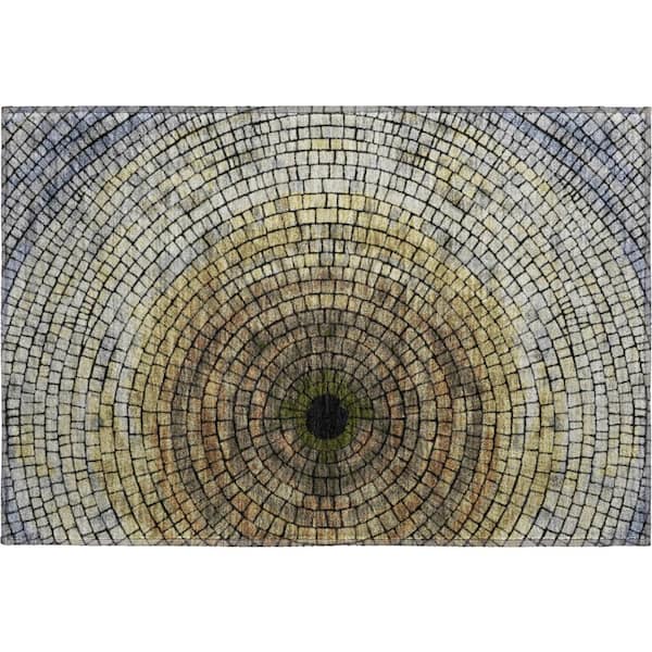 Mayfield Premium Machine Washable Abstract AMF2524 Gold 3 ft. x 4 ft. Area Rug
