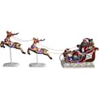 23 in. Christmas African American Santa Sleigh and Flying Reindeer 3-Piece Set