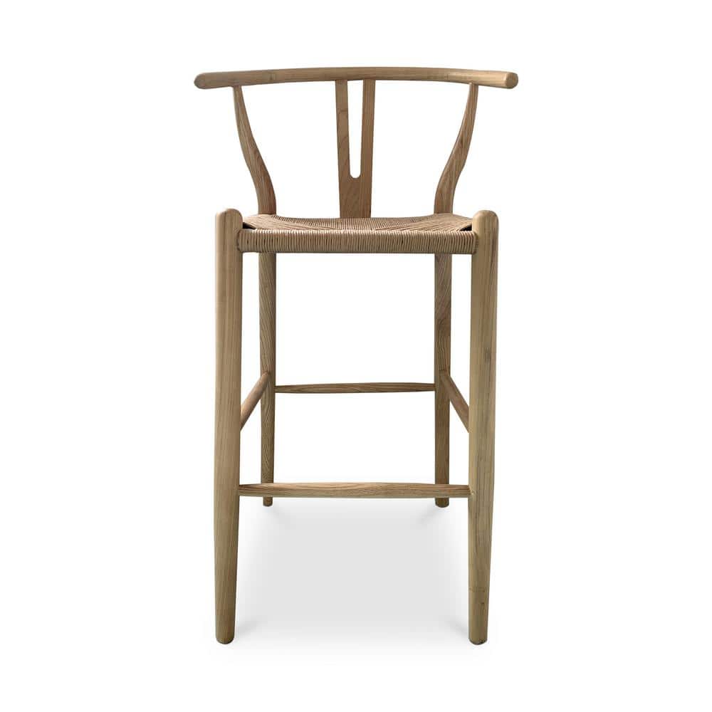 Ventana Natural Elm Wood Counter Stool with Woven Seat
