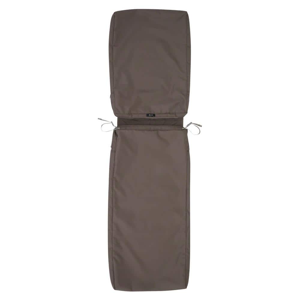 Dark Taupe Water-Resistant Patio Chaise Lounge Cushion Slip Cover, 72"L x 21"W x 3"H