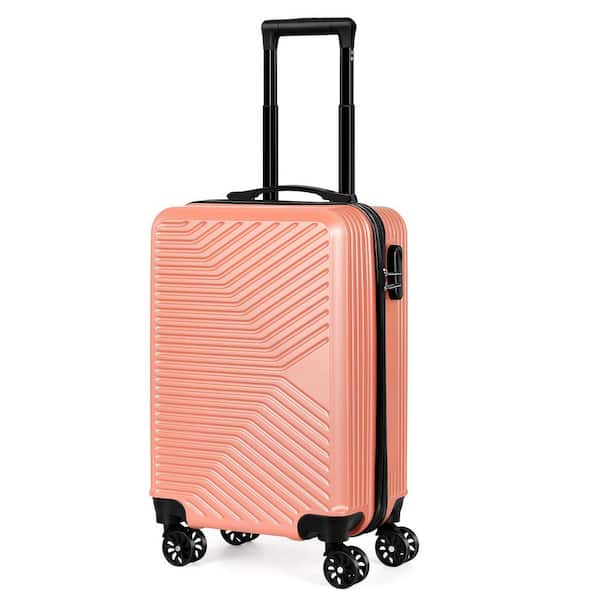 HIKOLAYAE 1-Piece Carry On 20 Inch Luggage Set Hard Shell Suitcase with Spinner Wheels and Locks, Rosegold