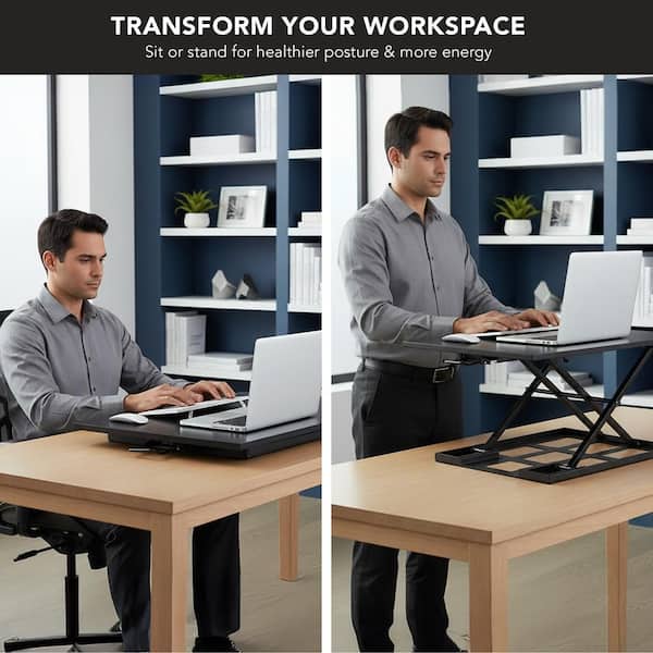 mount-it! 31.9 in. W Black Height Adjustable Standing Desk