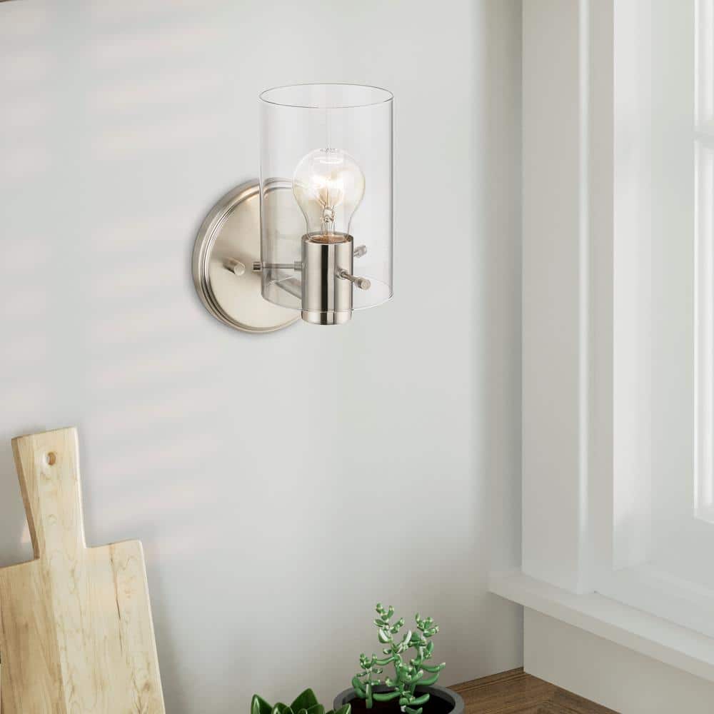 Munich Sleek Brushed Nickel Transitional 1-Light Sconce