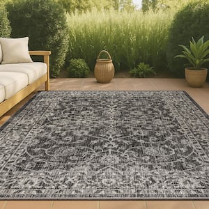 JONATHAN Y Palazzo Vine and Border Textured Weave Black/Gray
