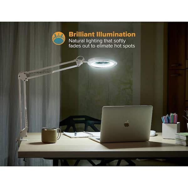 Brightech Lightview Pro 23.5 in. White Plug-in Adjustable Gooseneck 2.25X  Magnifying LED Desk Lamp with Interchangable Clamp Base 16-X0F4-VJWO - The  Home Depot