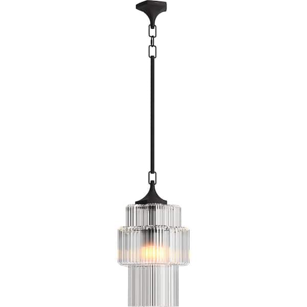 Occasion 3-Light Matte Black Shaded Pendant Light