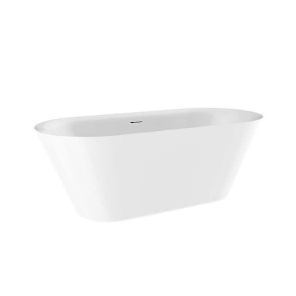 66 in. x 30 in. Acrylic Freestanding Soaking Bathtub in Glossy White