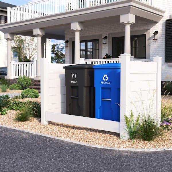 Barrette Outdoor Living White Vinyl 4x6 Privacy Trash Corral and Enclosure