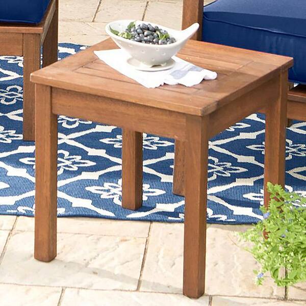 18 in. x 18 in. Lancaster Natural Eucalyptus Wood Outdoor Side Table