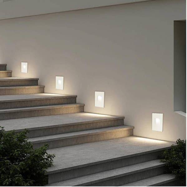 100Lumens 120V 5CCT Selectable Frosted White Integrated LED Hardwired Deck Light Stair Light, 90CRI 4-PACK