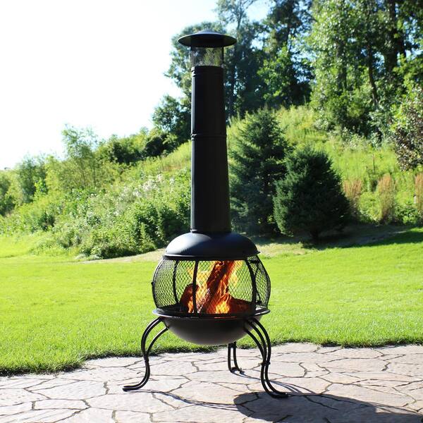 Outdoor Fireplace Steel Chiminea Patio Modern Wood Burner Tall Winter Heater Coz 