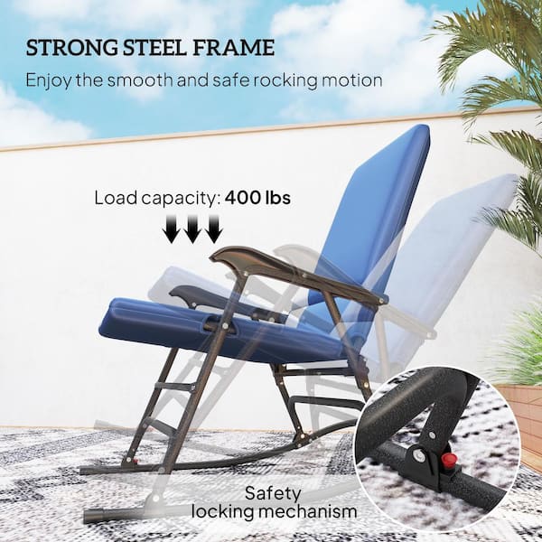 Outsunny Metal Folding Outdoor Rocking Chairs Set with Dark Green