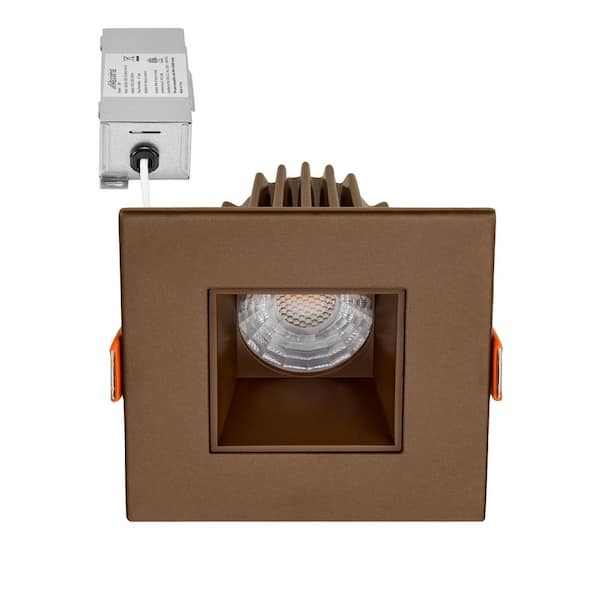 2 in. Slim Square Recessed Anti-Glare LED Downlight, Bronze Trim, Canless IC Rated, 550 Lumens, 5 CCT 2700K-5000K