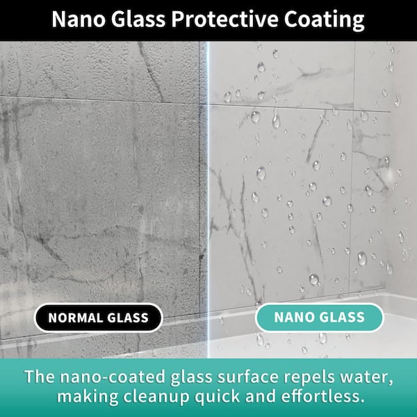60 in. W x 58 in. H Double Sliding Semi-Frameless Bathtub Door in Matte Black Finish with 1/4 in. (6mm) Clear Glass
