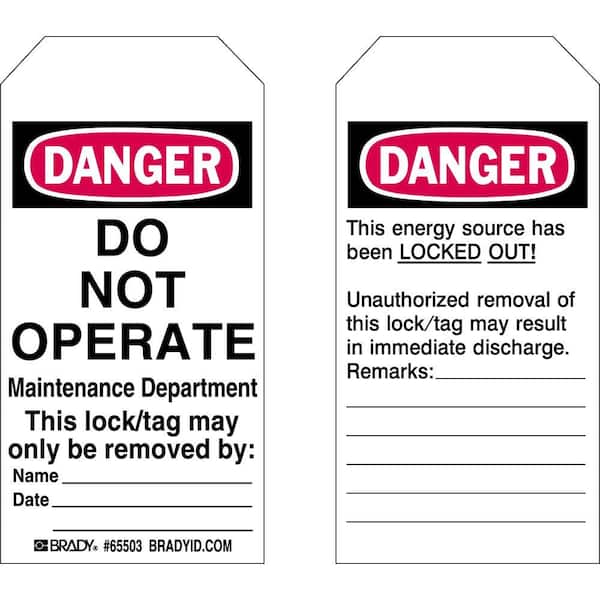 Brady Maintenance Department Lockout Tags (25-Pack)