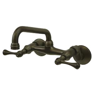 Adjustable Center 2-Handle Wall-Mount Standard Kitchen Faucet in Oil Rubbed Bronze