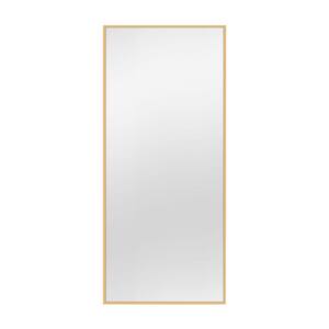 71 in. W x 31 in. H Rectangular Aluminum Framed Wall Bathroom Vanity Mirror in Gold