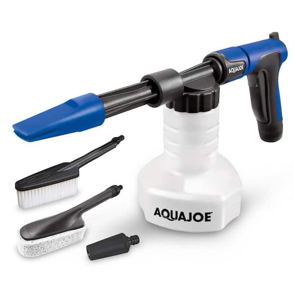 AQUA JOE 2-in-1 Hose-Powered Adjustable Foam Cannon Spray Gun with Attachments, Blue