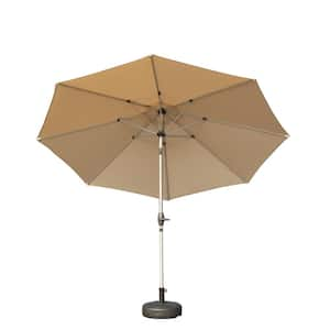 10 ft. Aluminum Market Crank and Push Button Tilt Patio Umbrella in Beige