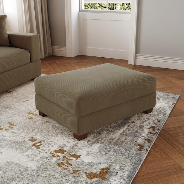 Uixe 41.5 in. Camel Corduroy Fabric Rectangle Ottoman with Wood