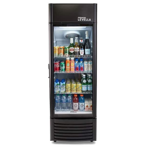 Premium LEVELLA 9.0 cu. ft. Commercial Upright Display Refrigerator Glass Door Beverage Cooler in Black