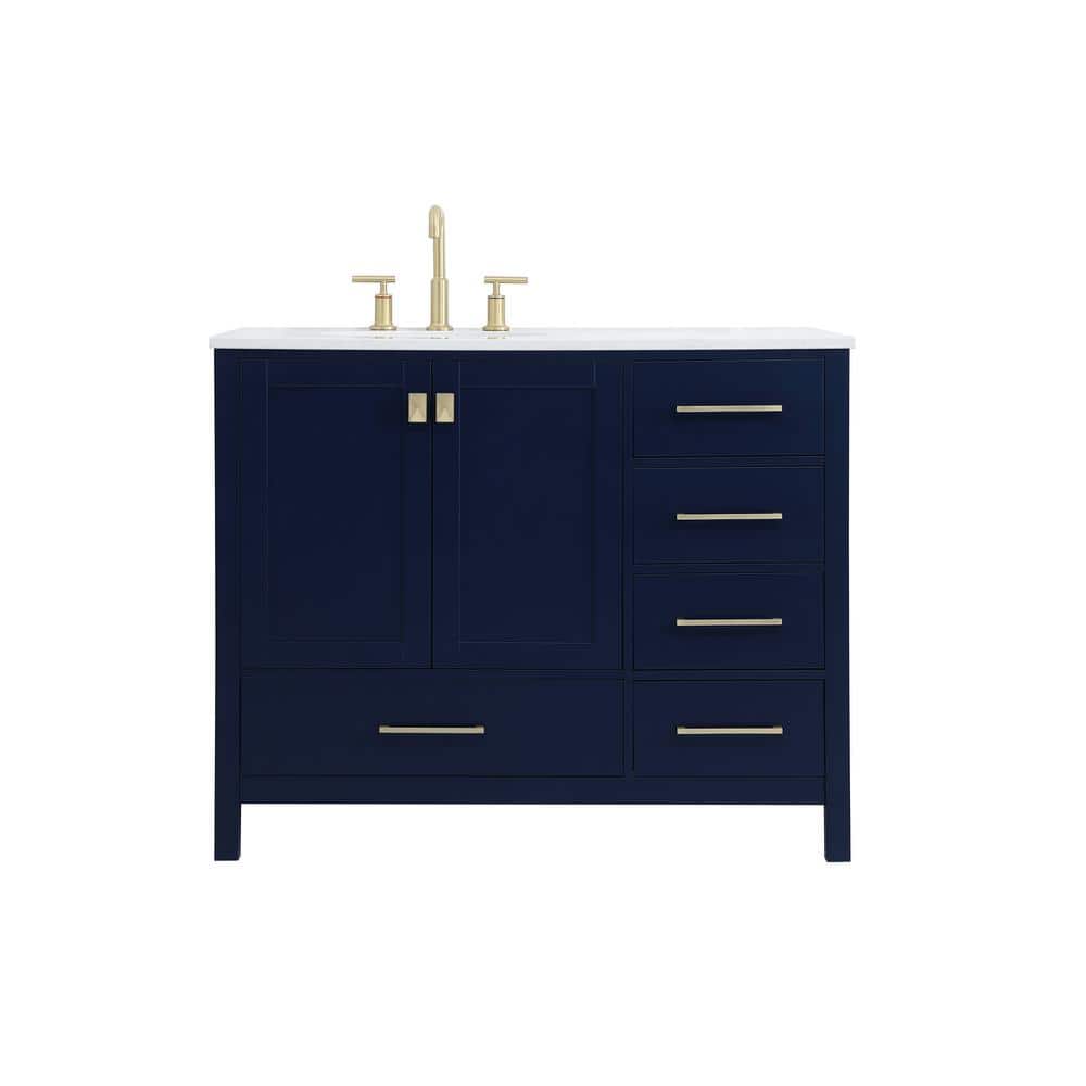 Simply Living 42 in. W x 22 in. D x 34 in. H Bath Vanity in Blue with Calac
