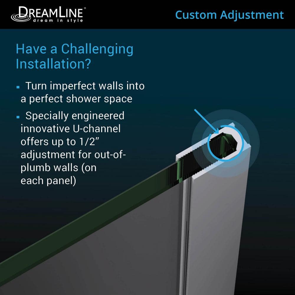 Linea 34" x 72" Frameless Clear Glass Shower Panel with Distressed Bronze Hardware