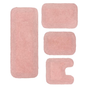 Radiant Collection 100% Cotton Bath Rugs Set, 4-Pcs Set with Runner, Pink