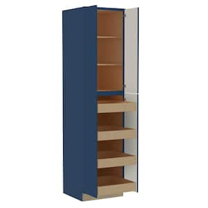 Hargrove 24 in. W x 24 in. D x 90 in. H Assembled Plywood Pantry Kitchen Cabinet in Vessel Blue with 4ROT Soft Close