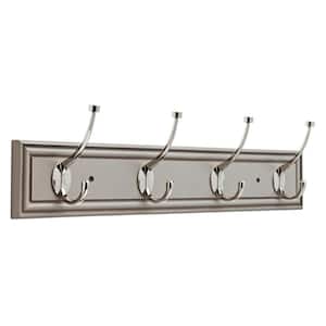 Galena 27 in. Pebble Gray and Polished Nickel Pilltop Hook Rack