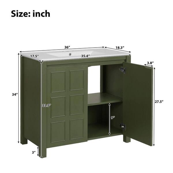 キャビネット Nestfair 36 in. W x 18.3 in. D x 34 in. H Single Sink Freestanding