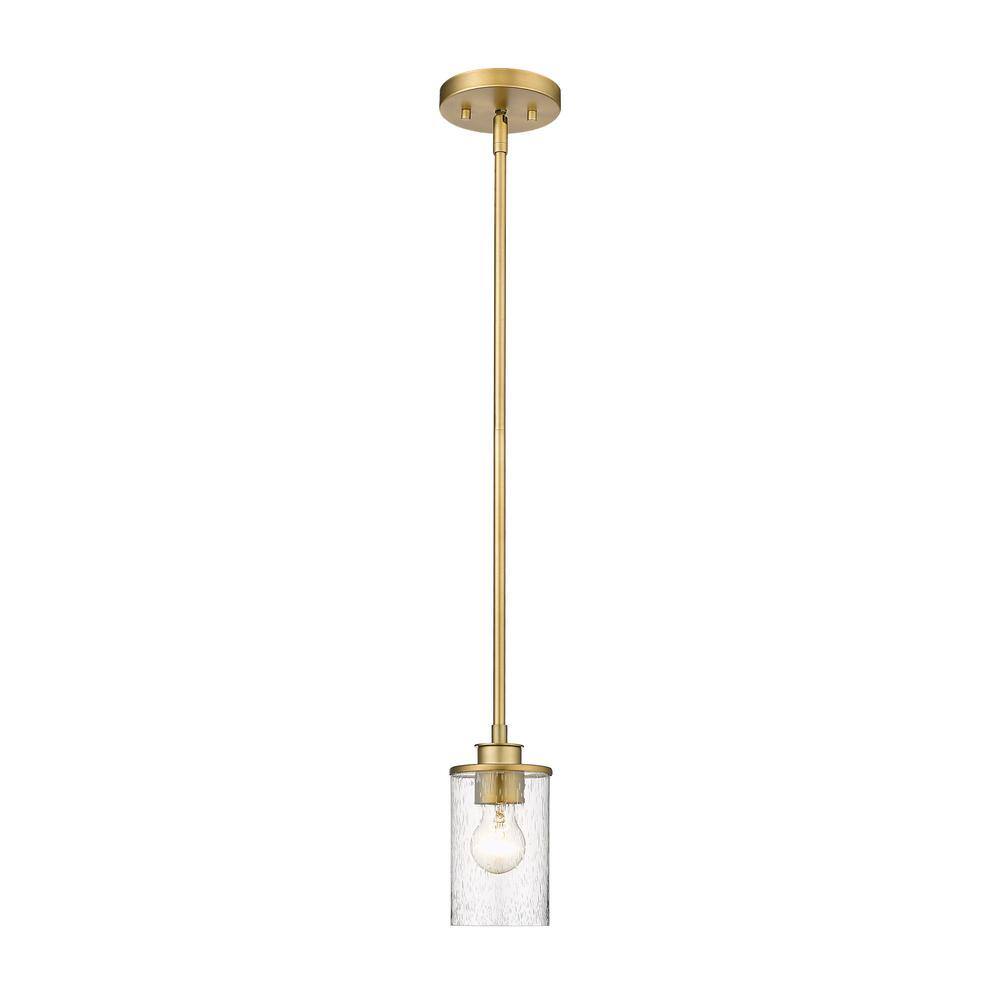 Beckett Olde Brass Mini Pendant with Clear Seedy Glass Shade