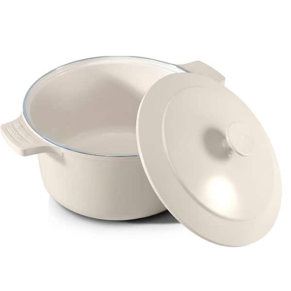 5 qt. Round Aluminum Ceramic Nonstick Dutch Oven in Cream
