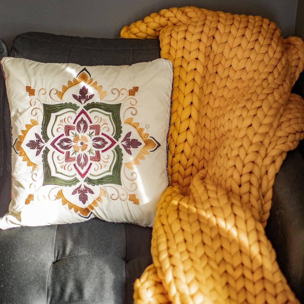 Gold Chunky Knit Wool Baby Throw Blanket
