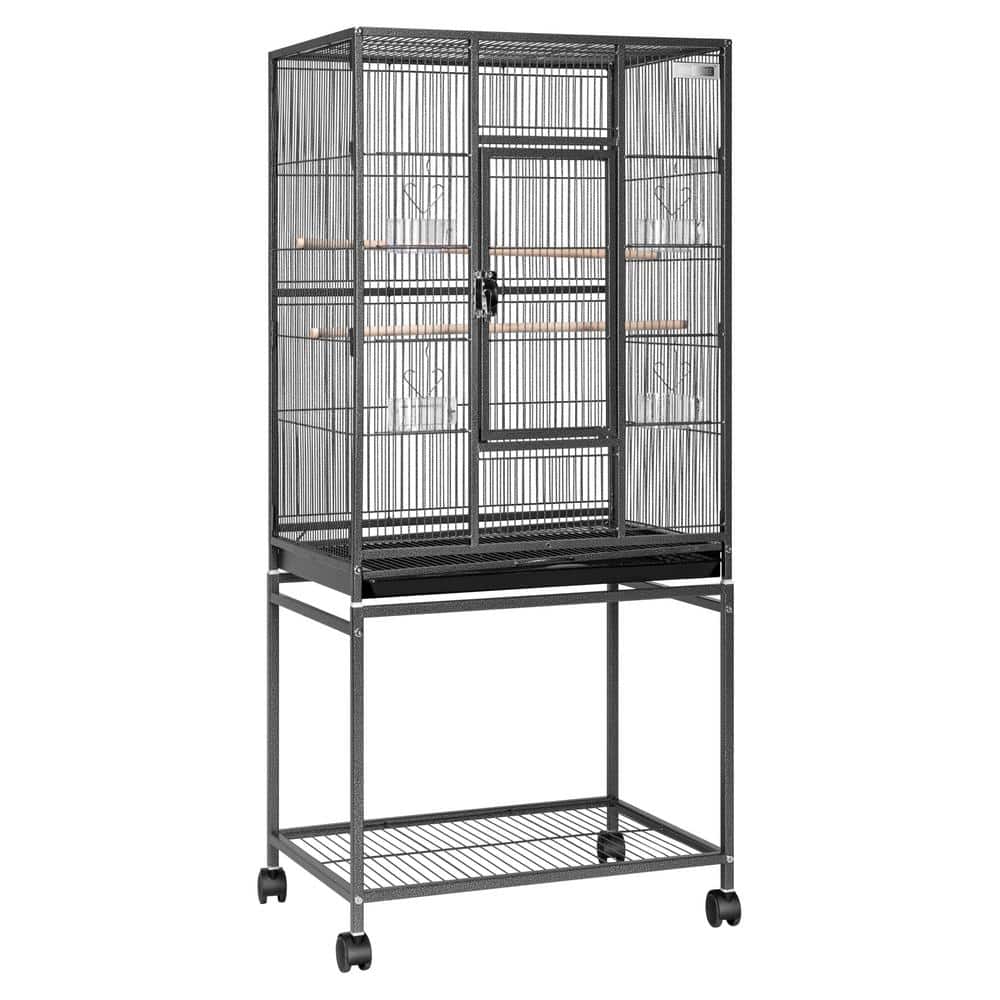 VIVOHOME 54 Inch Wrought Iron Large Bird Flight Cage with Rolling Stand ...