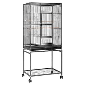 54 Inch Wrought Iron Large Bird Flight Cage with Rolling Stand