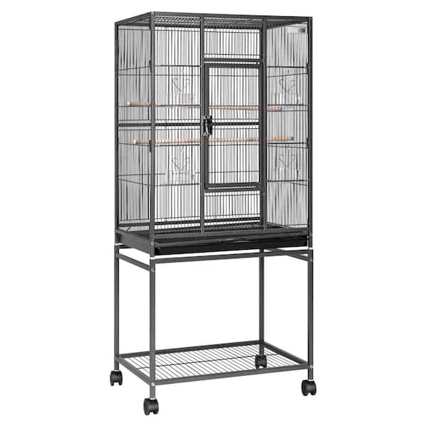 VIVOHOME 54 Inch Wrought Iron Large Bird Flight Cage with Rolling Stand ...