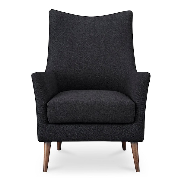 Percival Charcoal Wool Blend Accent Chair with Solid Rubber Wood Legs and FSC-Certified Frame