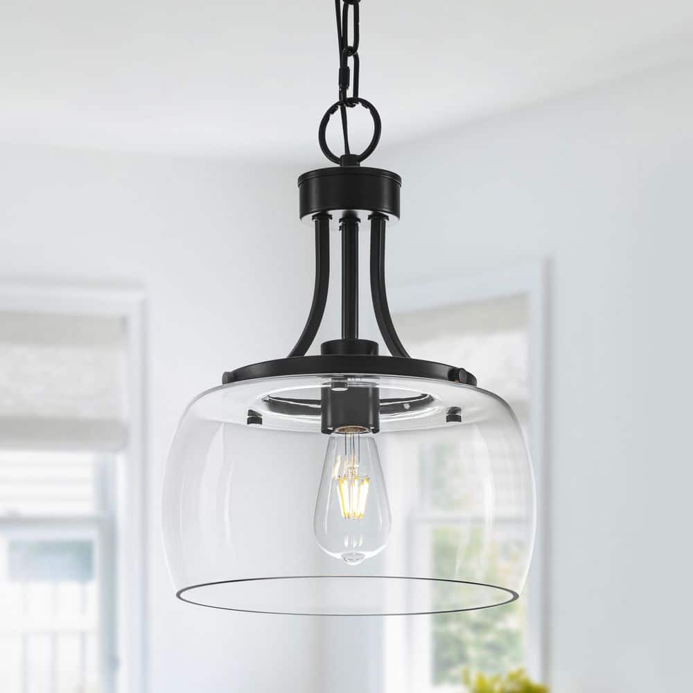 10 in.1-Light Black Pendant Lights Kitchen Island,Farmhouse Pendant Light with Clear Glass Shade for Dining Room,Hallway price history on PriceWatchPro