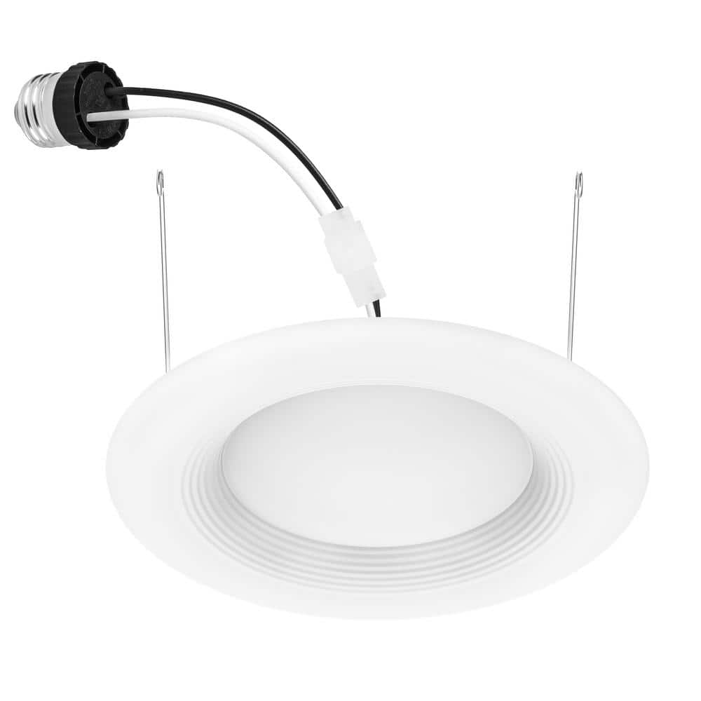 EcoSmart 6-Inch Matte White LED Recessed Baffle Trim 4-Pack
