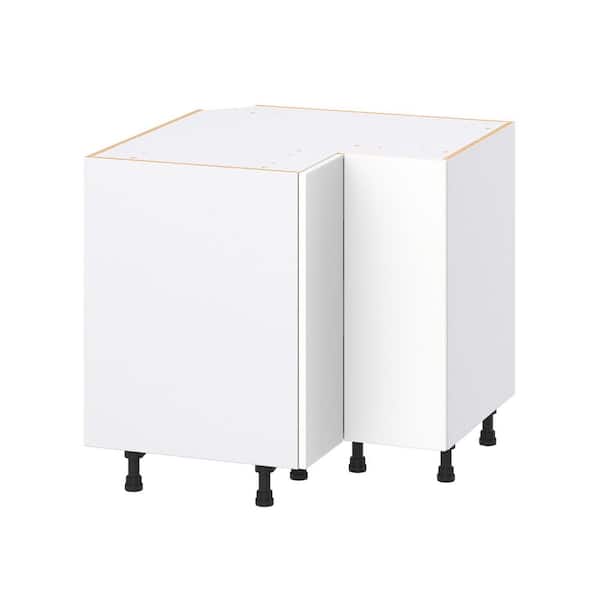 Timberline 36 in. W x 24 in. D x 34.5 in. H Assembled Slab Lazy Susan Corner Kitchen Cabinet in Bright White