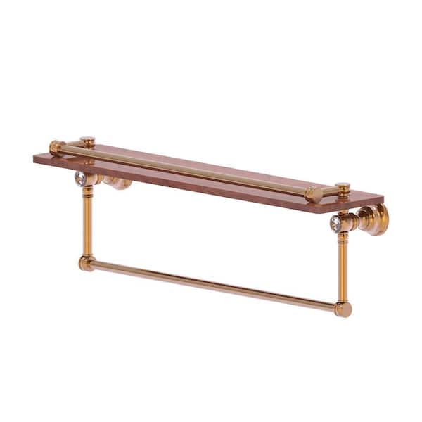 Allied Brass Carolina Crystal Collection 22 in. Gallery Wood Shelf with Towel Bar in Brushed Bronze