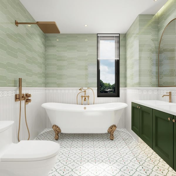 Giorbello Glossy Ceramic Picket Hexagon Subway 3 in. x 12 in. x 10