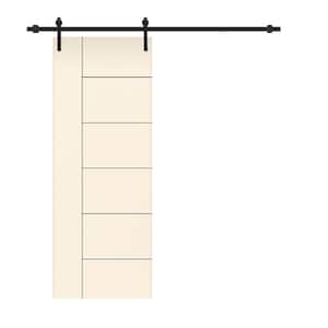 Modern Classic 18 in. x 80 in. Beige Stained Composite MDF Paneled Sliding Barn Door with Hardware Kit