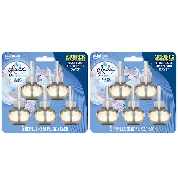 Glade Combo 3.35 fl. oz. Clean Linen Scented Oil Plug-In Air Freshener Refill (10-Count) 2-Pack