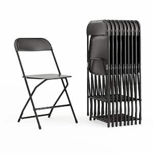 Hercules Series Black Metal 650 lb. Weight Capacity Lightweight Event Folding Chair (Set of 10)