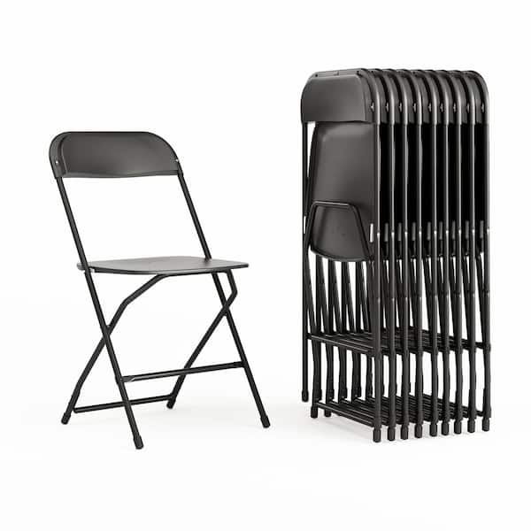 Carnegy Avenue Hercules Series Black Metal 650 lb. Weight Capacity Lightweight Event Folding Chair (Set of 10)