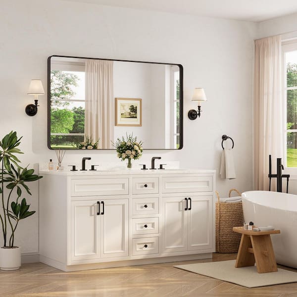 Glacier Bay 13 in. W x 49 in. H Framed Rectangular Bathroom Vanity