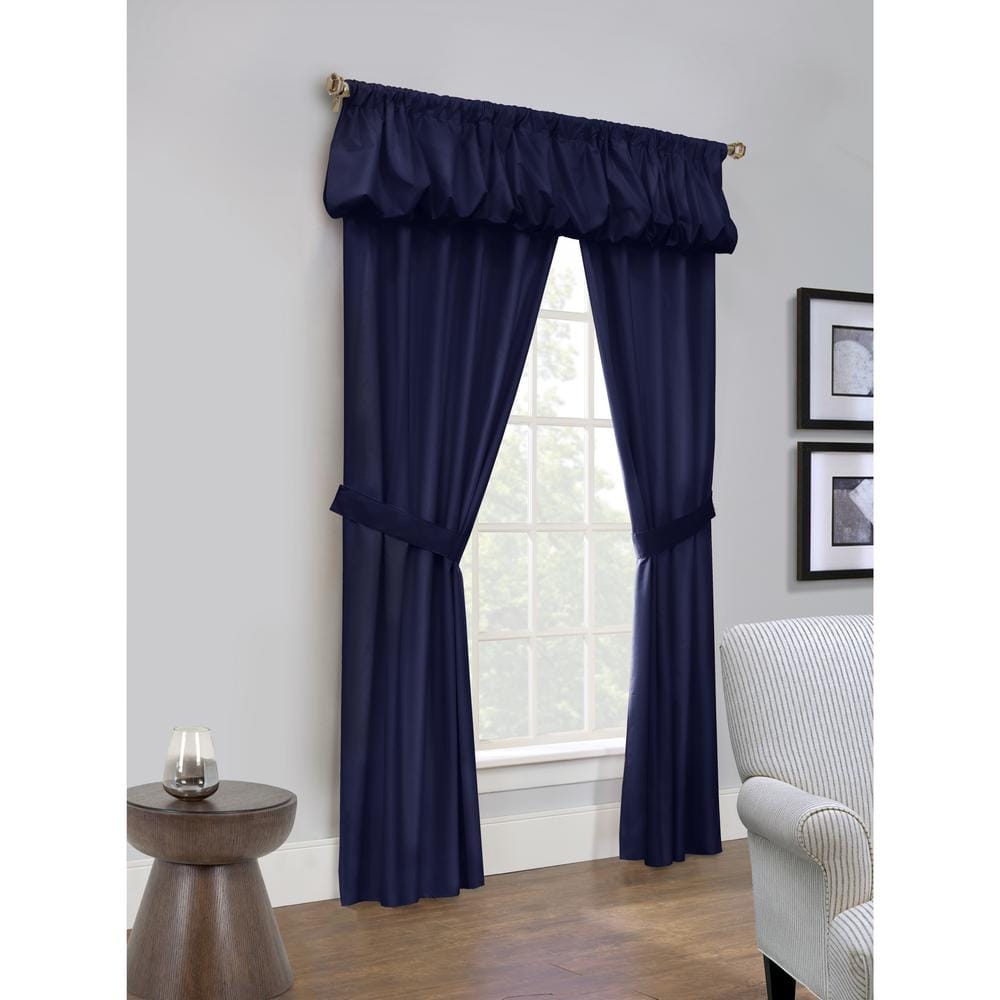 THERMALOGIC Prescott Navy Polyester Solid 80 in. W x 84 in. L Rod Pocket Indoor Room Darkening ...